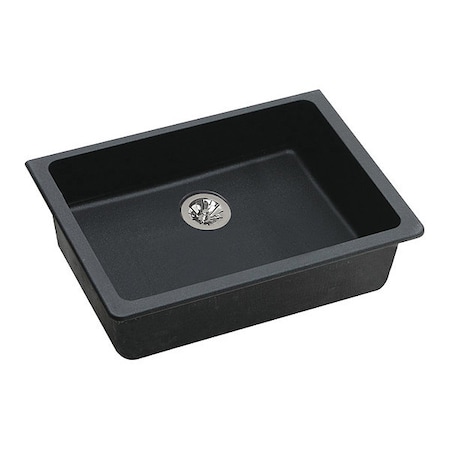 Elkay Sink, Undermount Mount, 0 Hole, 22.339" x 16.429", Black ELGUAD2519PDBK0