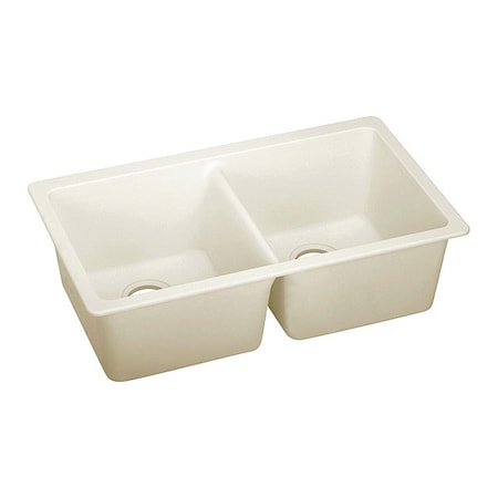 Elkay Sink, Undermount Mount, 0 Hole, Left Bowl 14.254" x 16.409", Right Bowl 14.254" x 16.409" ELXU3322PA0