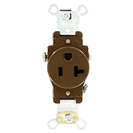 Leviton Straight Blade Receptacle, 5-20R, 20 A, 125V AC, 2 Pole, 3 Wire, Flush Mount, Self-Grounded 5351