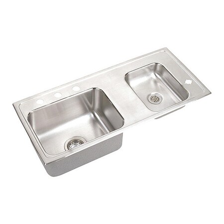Elkay 17" W x 37-1/4" L x 6" H, Drop-In, 18 ga. 304 Stainless Steel, Sink DRKADQ371760R4