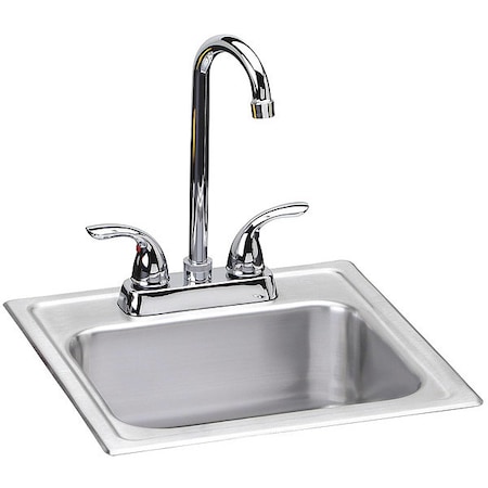 Elkay Sink, Drop-In Mount, 2 Hole, 12" x 9.25", Elite Satin DSEP1515C