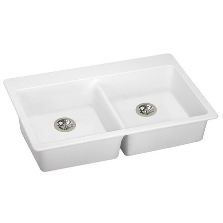 Elkay Sink, 33x22x5.5", Top, P-Drain, White ELGAD3322PDWH0