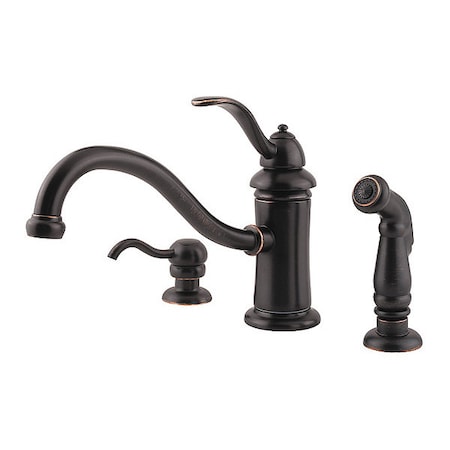 Pfister 8" Mount, Residential 2 or 3 Hole Kitchen Fauct w/Side Spray and Soap Dspnsr GT34-PTYY