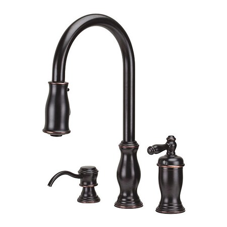 Pfister Residential 2 or 3 Hole Kitchen Fauct, Pll-Down, 1.75 gpm, Tscn Brnze GT526-TMY