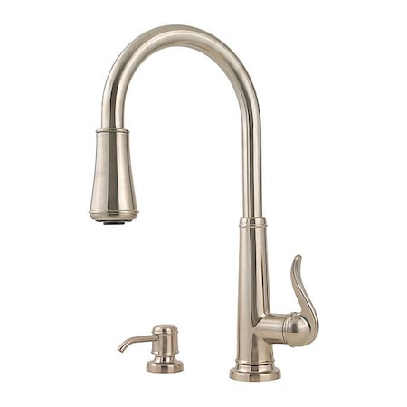 Pfister Kitchen Faucet w/Soap Dspnsr, Pull Down, 8" Mount, 1/2/3/4 Hole Residential GT529-YPK