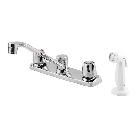 Pfister Kitchen Faucet w/Spray, 2-Handle, Chrome, 8" Mount, 4 Hole Residential G135-4000