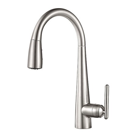 Pfister Kitchen Faucet, Single Hole, SS, 1.8 gpm, 8" Mount, 1/2/3/4 Hole Residential GT529-SMS