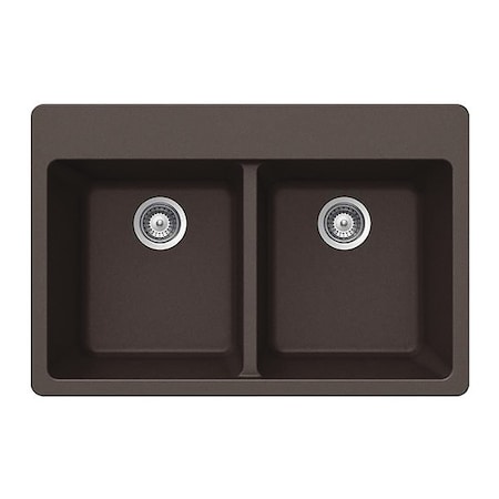 Houzer Kitchen Sink, 50/50, Double Bowl, Mocha M-200MOCHA | Zoro
