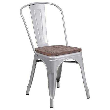 Flash Furniture Silver Metal Stack Chair CH-31230-SIL-WD-GG