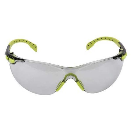 3M Solus Safety Glasses, Anti-Fog/Scratch, Frameless, Black/Green Temple, Indoor/Outdoor Gray Lens S1207SGAF