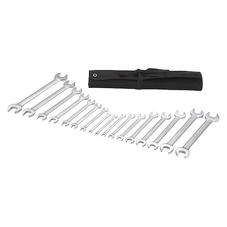 Westward Open End Wrench Set, SAE, Metric, 17 pcs. 54DG07