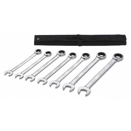 Westward Ratcheting Wrench Set, Metric, 7 pcs. 54DG25