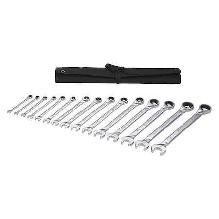 Westward Ratcheting Wrench Set, SAE, 15 pcs. 54DG26
