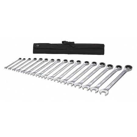 Westward Ratcheting Wrench Set, Metric, 17 pcs. 54DG27