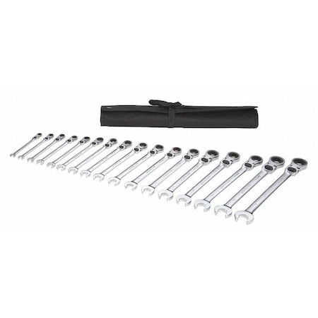 Westward Ratcheting Wrench Set, Metric, 17 pcs. 54DG29