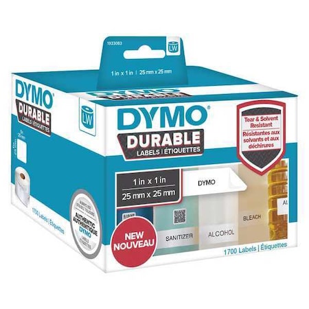 Dymo Label Tape, Black/White, Labels/Roll: 1700 1933083