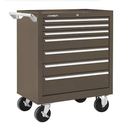 KENNEDY K1800 Series Rolling Tool Cabinet, 7 Drawer, Brown, Steel, 27 in W x 18 in D x 35 in H 277XB