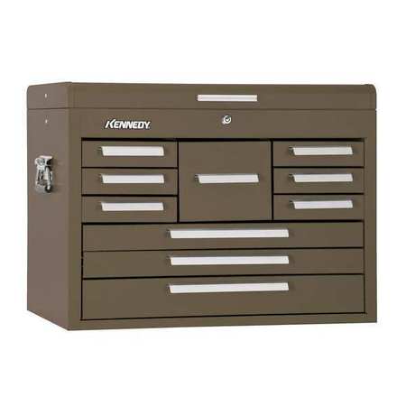 KENNEDY 26-3/8"W Top Chest 10 Drawers, Brown, 12-1/8"D x 18-7/8"H 360B