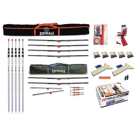 Zipwall Dust Barrier System Kit, 12 ft. H, Black ZWTK