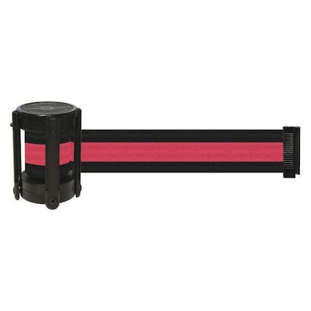 Tensabarrier Barrier Post with Belt, Black, 7 1/2 ft Length, 4" Post Height, No Legend, Unfinished CASSETTE-STD-S2X-C