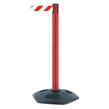 Tensabarrier Barrier Post with Belt, Red, 13 ft Length, 38 in Post Height, No Legend, Unfinished 886-21-MAX-NO-D3X-C