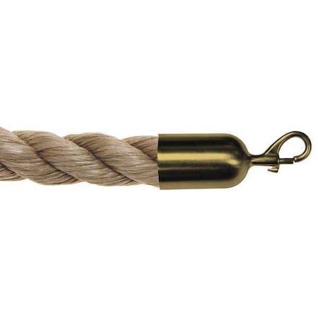 Tensabarrier Rope Barrier, Color of rope is natural, 8 ft Length, Unfinished ROPE-HEMP-50-08/0-2-SNAP-2S