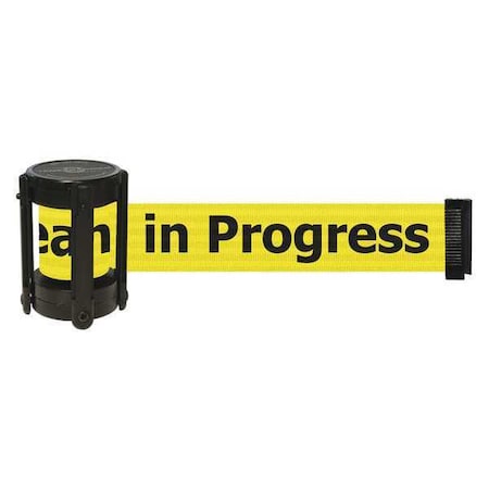 Tensabarrier Barrier Post with Belt, Black, 7 1/2 ft Length, 4" Post Height, Unfinished CASSETTE-STD-NO-YCX-C