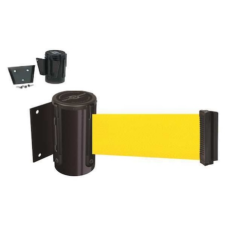 Tensabarrier Barrier Post with Belt, Black, 7 1/2 ft Length, 4-1/2" Post Height, No Legend, Powder Coated 896-RMV-33-STD-NO-Y5X