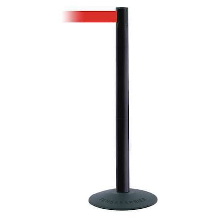 Tensabarrier Barrier Post with Belt, Black, 13 ft Length, 38 in Post Height, No Legend, Unfinished 875-33-MAX-NO-R5X-C