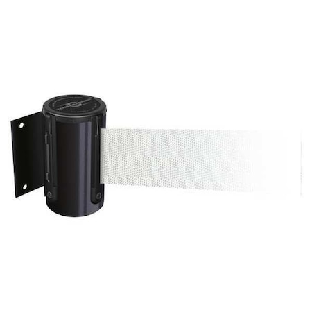 Tensabarrier Barrier Post with Belt, Black, 7 1/2 ft Length, 4-1/2" Post Height, No Legend, Powder Coated 896-STD-33-STD-NO-B1X-C