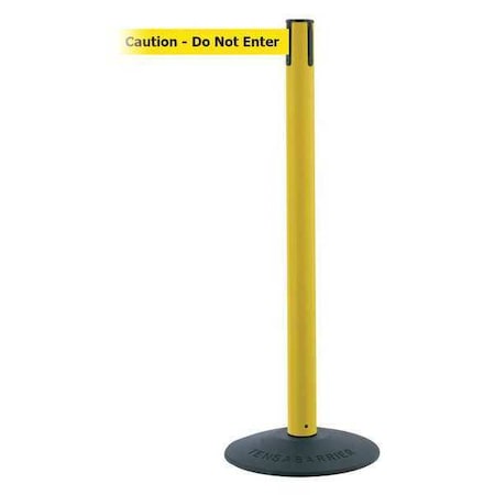 Tensabarrier Barrier Post with Belt, Yellow, 13 ft Length, 38 in Post Height, Caution Do Not Enter, Unfinished 875-35-MAX-NO-YAX-C