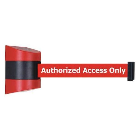 Tensabarrier Retractable Belt Barrier, Red, 15 ft Length, Authorized Access Only, Unfinished 897-15-S-21-NO-RAX-C