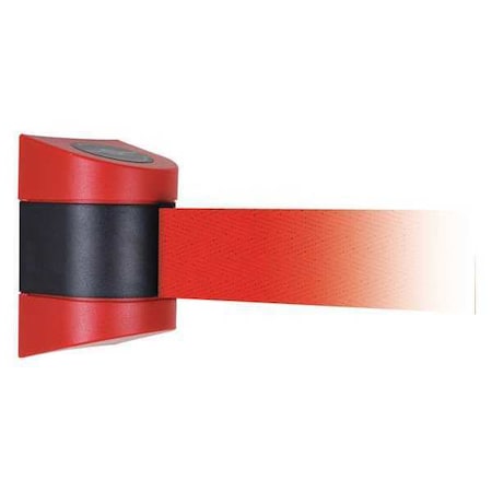 Tensabarrier Barrier Post with Belt, Red, 30 ft Length, 7-1/2" Post Height, No Legend, Unfinished 897-30-M-21-NO-R5X-D