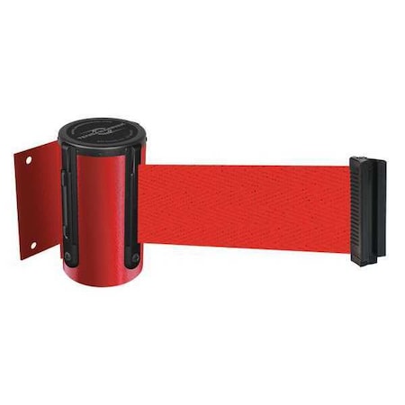 Tensabarrier Barrier Post with Belt, Red, 7 1/2 ft Length, 4-1/2" Post Height, No Legend, Powder Coated 896-MAG-21-STD-NO-R5X-C