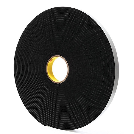 3M Foam Tape, Black, 18 yd L, 1 in W, PK9 4504