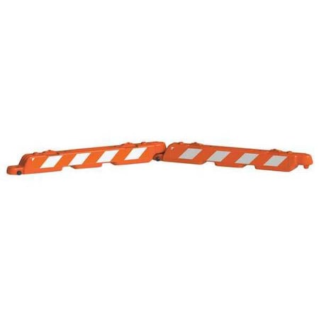 Zoro Select Airport Barricade, Plastic, Diamond, 10 in Height, 96 in Length, 25 lb, Orange/White AB96-O-DGLR
