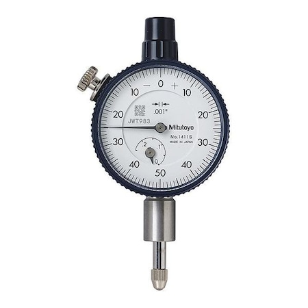 Mitutoyo Dial Indicator, 0 to 0.250" Range, White 1411AB