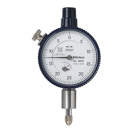 Mitutoyo Dial Indicator, 0 to 0.125" Range, White 1507AB