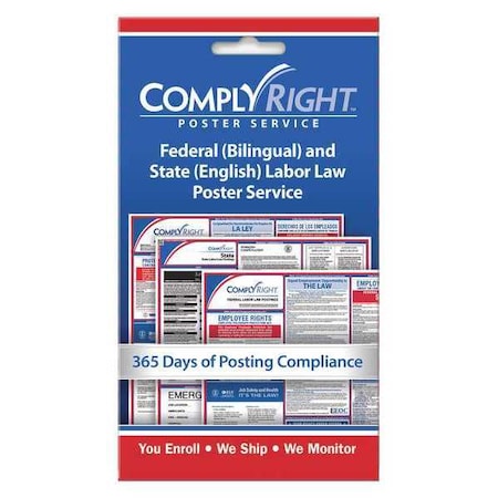 Complyright Federal (Bilingual) and State (English) Labor Law Poster Service Card, 1/16 in H x, 4 in W, Paper CRPS02