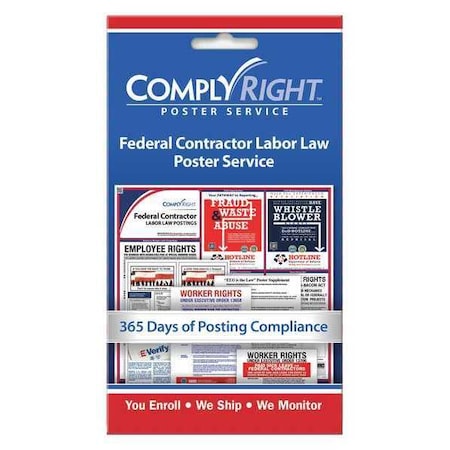 Complyright Federal Contractor Labor Law Poster Service Card, 7 in H x, 4 in W, Paper CRPS03