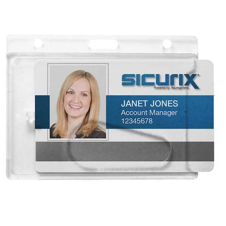 Sicurix ID Badge Holder, Horizontal, PK100 BAU 68310