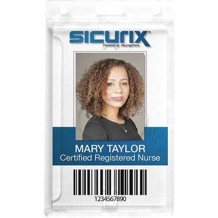 Sicurix Rigid Badge Holder, Vertical, PK25 BAU 68140