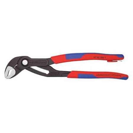 Knipex 10 in Knipex Cobra V-Jaw Water Pump Plier Serrated, Bi-Material Grip 87 02 250 T BKA