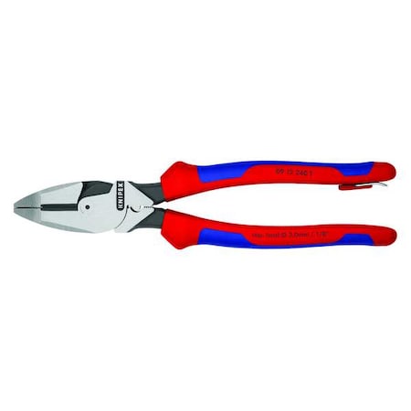 Knipex 9 1/2 in Linemans Plier High Leverage w/ Fish Tape Puller, Wire Crimper, Steel 09 12 240 T BKA