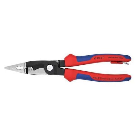 Knipex Chain Nose Plier, 8" Overall Length 13 82 8 T BKA