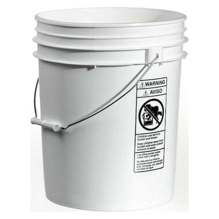 Qorpak 6 gal Round Storage Pail, White, High Density Polyethylene 240132