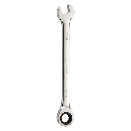 Westward Ratcheting Combination Wrench, SAE, 6 1/2 in Length, 7/16 in Head, 12 Points 54PN26