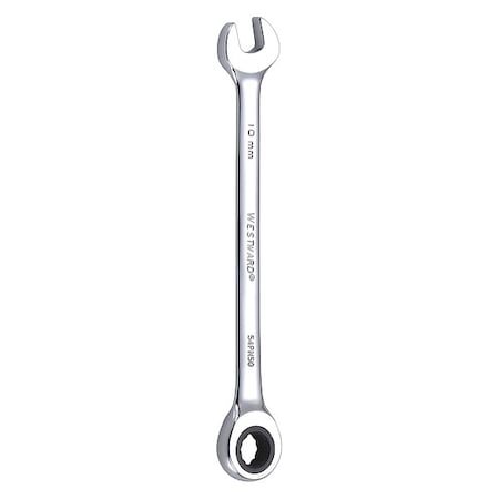 Westward Ratcheting Combination Wrench, Metric, 6 1/8 in Length, 10 mm Head, 12 Points 54PN50