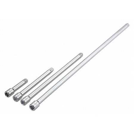 Westward Socket Extension Set, 3/8" Drive, 4-Pieces, 3 in, 6 in, 10 in, 18 in L, Chrome 54PP97