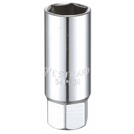 Westward WESTWARD 1/2 in Drive, SAE Socket, 6 Points, Spark Plug 13/16 in, Steel 54PR30
